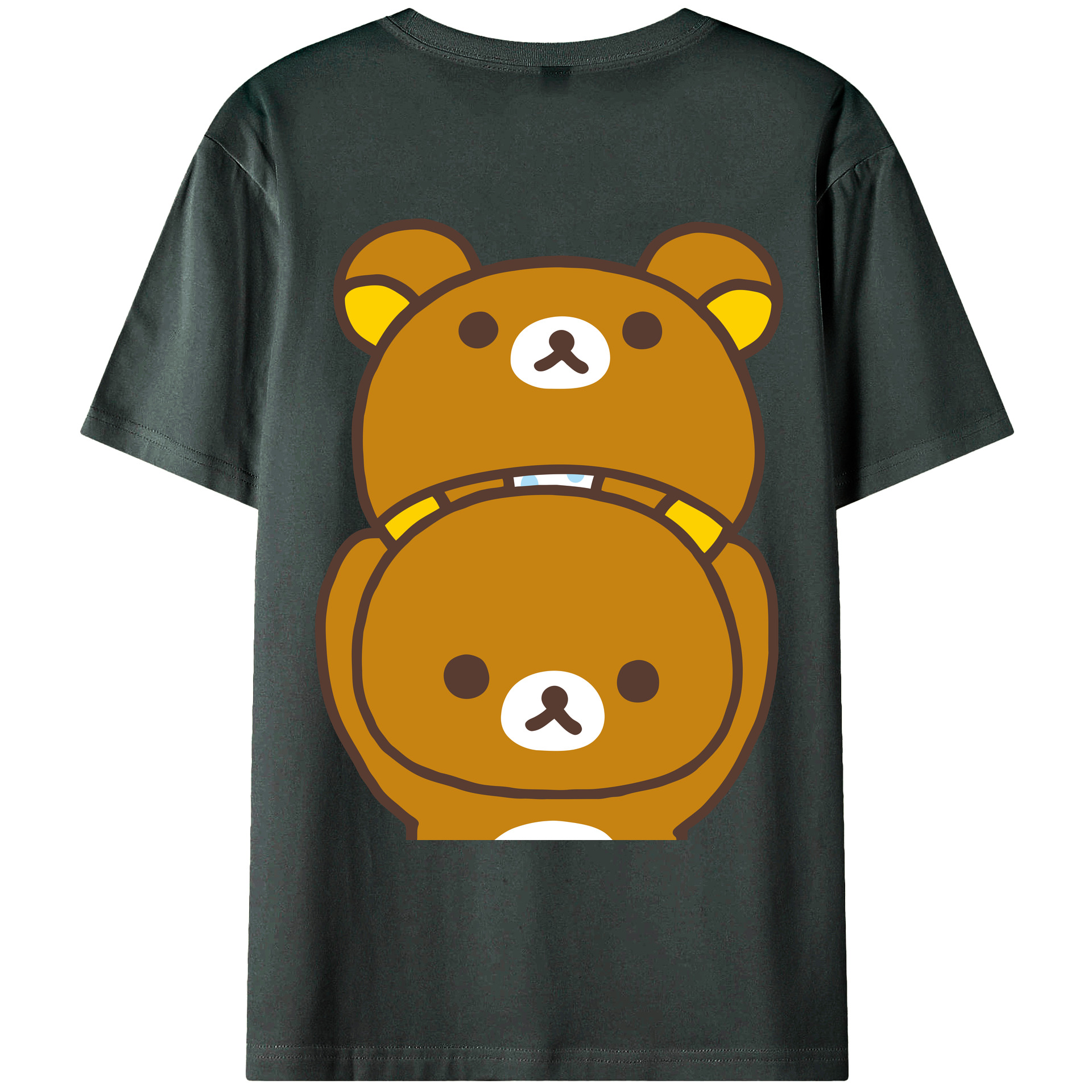 （画像用） リラックマ リラックマ キイロイトリ Rilakkuma Korilakkuma Kiiroitori 綿100％ メンズ半袖Tシャツ（バックプリント） 通気性